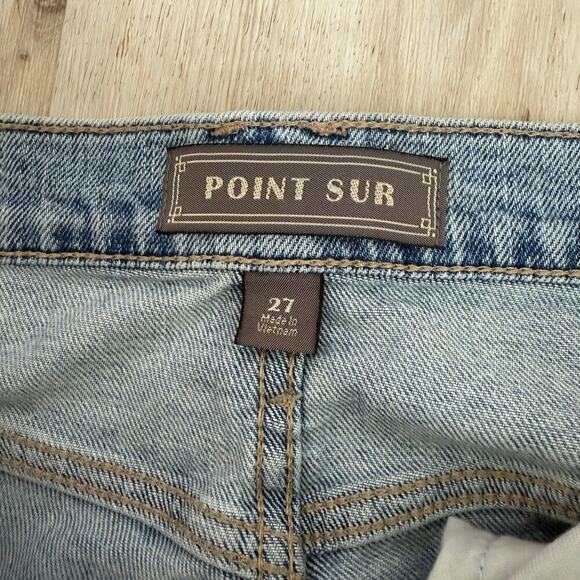 Point Sur J. Crew High Rise Slim Boy Jeans Distressed Patched Cropped Size 27 - Picture 6 of 10